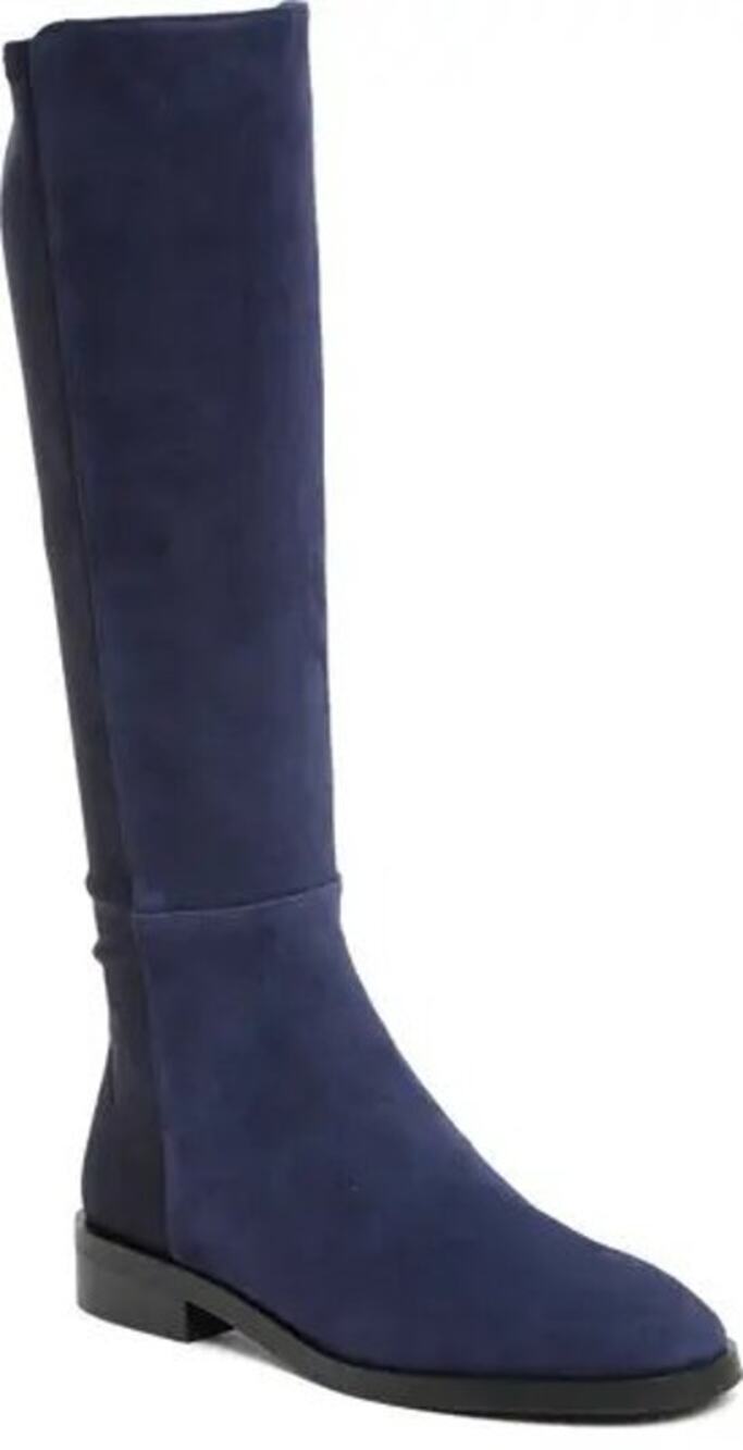 Stuart Weitzman Greer City Boot Suede Knee High Boot in Nice Blue 5050 Stretch